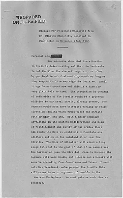 Winston Churchill to Franklin D. Roosevelt