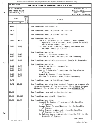 President Gerald R. Ford's Daily Diary, May 22, 1975
