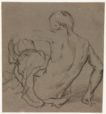 Man Seated on the Ground, Seen from Behind (recto)