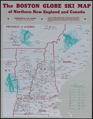 The Boston Globe ski map of northern New England and Canada
