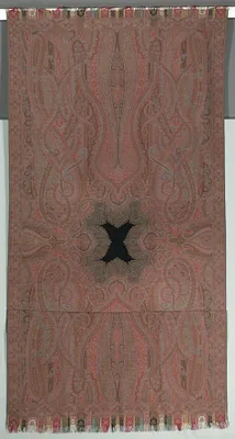 Long Shawl with Large Symmetrical Botehs and Small Black Center