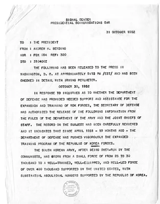 Message from Andrew Berding to President Harry S. Truman