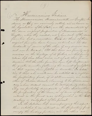 Report- Hassanamisco Indians