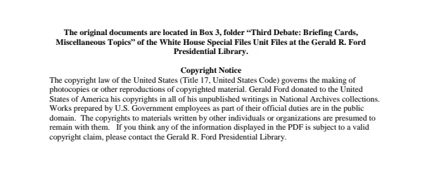 Third Debate: Briefing Cards - Miscellaneous Topics