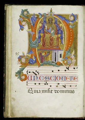 Initial N with Saint Peter Enthroned and the Liberation of Saint Peter
