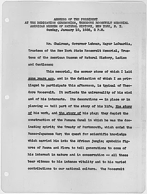 Address at the dedication of the Theodore Roosevelt Memorial American Museum of Natural History.