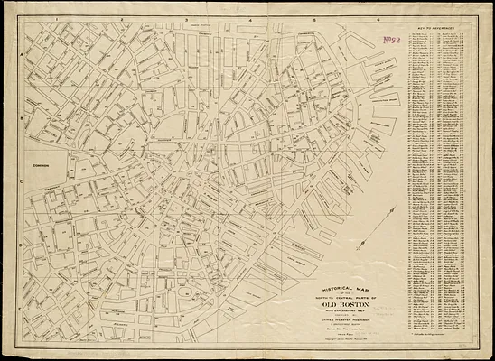 Historical map of the north and central parts of Old Boston