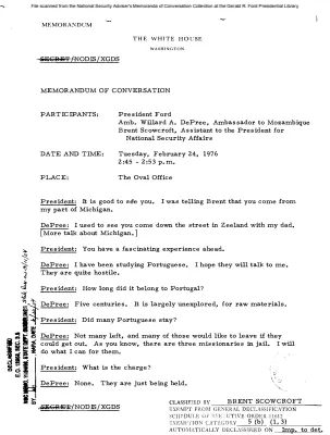 February 24, 1976 - Ford, Ambassador Willard A. DePree (Mozambique)