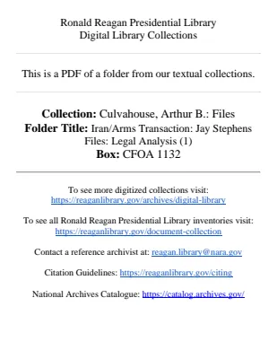 Iran/Arms Transaction: Jay Stephens Files: Legal Analysis (1)