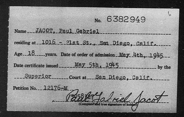 Jacot, Paul Gabriel - 1945