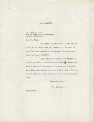 Letters Sent to Ernst A. Pohle, April 21, 1930