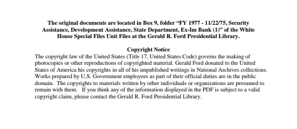 FY 1977 - 11/22/75 - Security Assistance, Development Assistance, State Department, Ex-Im Bank (1)
