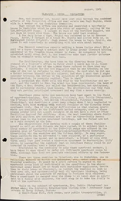 Clearing House August 1961 Newsletter