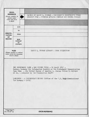 Cross Reference Memorandum