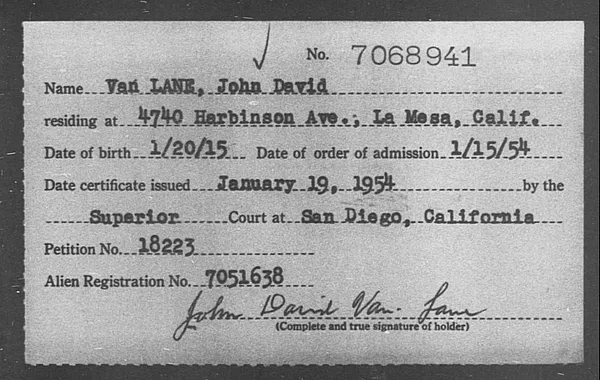 Van Lane, John David - 1954