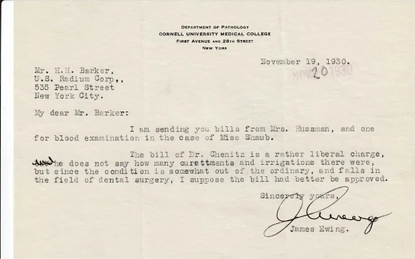 Letters Received to H.H. Barker, November 20, 1930