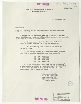 Memorandum from R. H. Hillenkoetter
