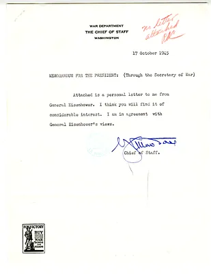 Memorandum from General George C. Marshall to President Harry S. Truman