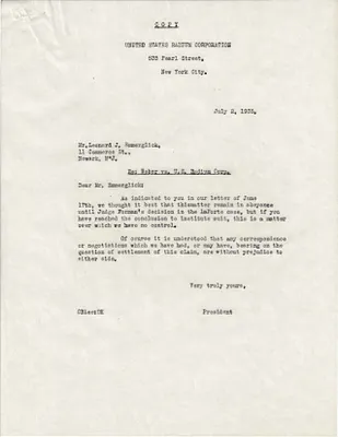 Letters Sent to Leonard J. Emmerglick, July 2, 1935