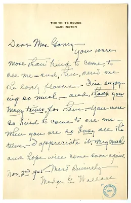 Letter from Madge Gates Wallace to Victoria Geaney