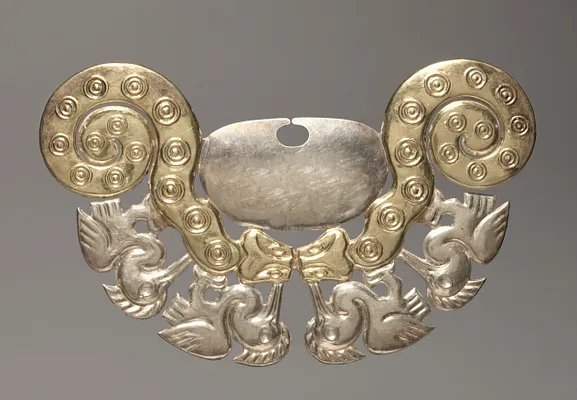 Nose Ornament with Serpents and Long-necked Birds