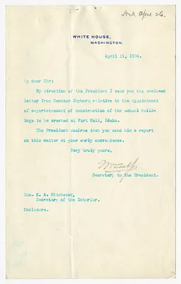 Letter from William Loeb to E. A. Hitchcock