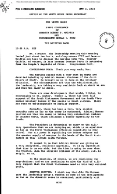 White House - Congressional Leadership Meeting, 5/3/72
