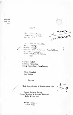 White House Dinner and Supper Menu