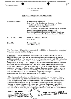April 22, 1975 - Ford, Kissinger, Republican Congressional Leadership