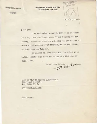 Letters Received to Mr. Lee [C.B. Lee], July 20, 1927