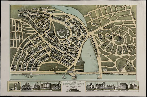 Birds eye view of the "Cottage City" Marthas Vineyard, Mass.