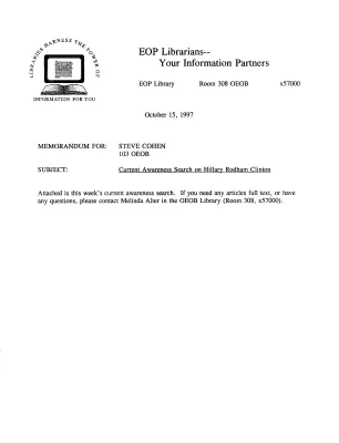 Lexis-Nexis Awareness Search Hillary Rodham Clinton,  October 15, 1997 [loose]