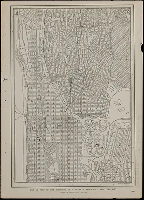 Map of the part of the boroughs of Manhattan and Bronx, New York City