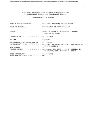 September 15, 1975 - Ford, William P. Clements, Gen. George S. Brown