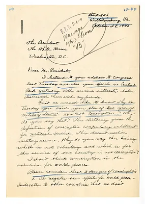 Letter from Jane Burgess to President Harry S. Truman