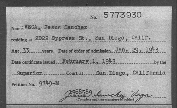 Vega, Jesus Sanchez - 1943