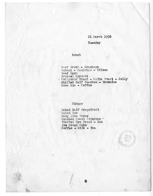 Menu for President Harry S. Truman's  Visit to Key West, Florida