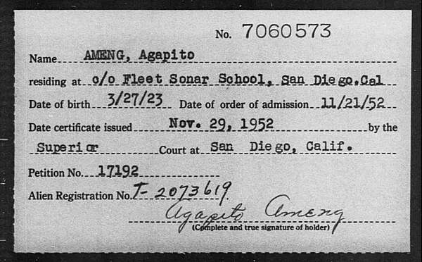 Ameng, Agapito - 1952