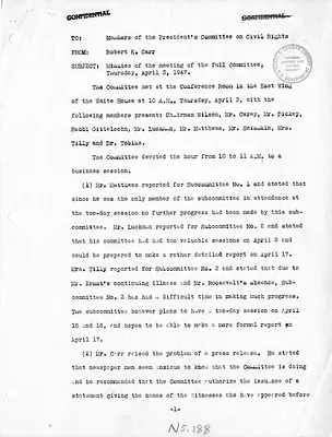 Memorandum from Robert K. Carr to Members of the President's Committee on Civil Rights