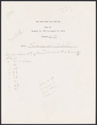 Herbert Brutus Ehrmann Papers, 1906-1970. Sacco-Vanzetti. Part II, Chapter 22: Sacco's Alibi. Box 6, Folder 11, Harvard Law School Library, Historical & Special Collections