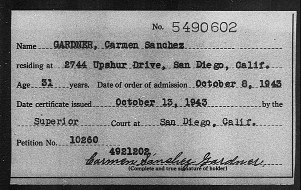 Gardner, Carmen Sanchez - 1943