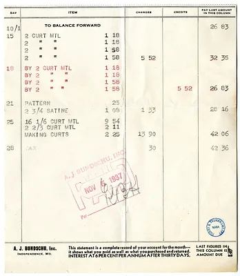 Bill from A. J. Bundschu, Inc.