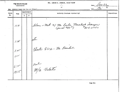 Lady Bird Johnson's Daily Diary Entry, 12/20/1963