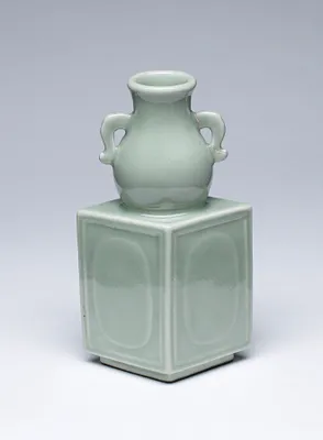 Diamond-Shaped Bottle with Neck in the Form of a Small Jar
