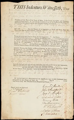 Sarah Dunken indentured to apprentice with Samuel Hinckley [Hinkley] of Brookfield, 5 June 1795