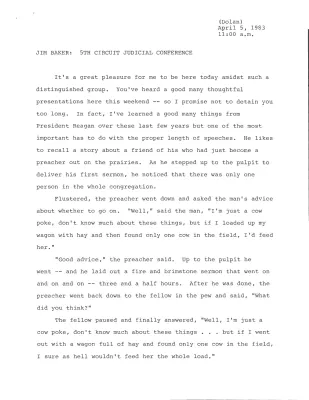 Speeches - Baker, James A. III