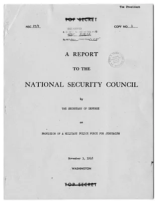 National Security Council Report 27/2, A Report to the National Security Council by the Secretary of Defense on Provision of a Military Police Force for Jerusalem