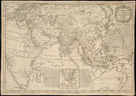 Map of the European settlements in the East Indies and on the eastern coast of Africa including part of Europe