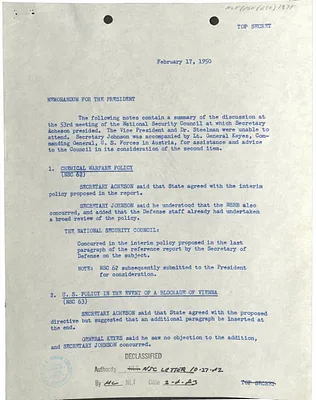 Memorandum for President Harry S. Truman