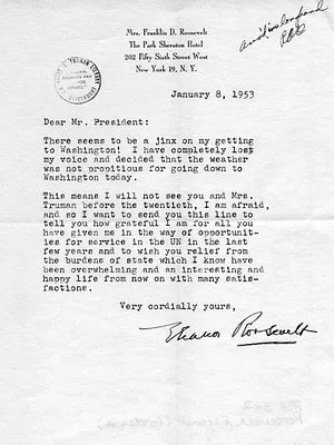 Letter from Eleanor Roosevelt to Harry S. Truman